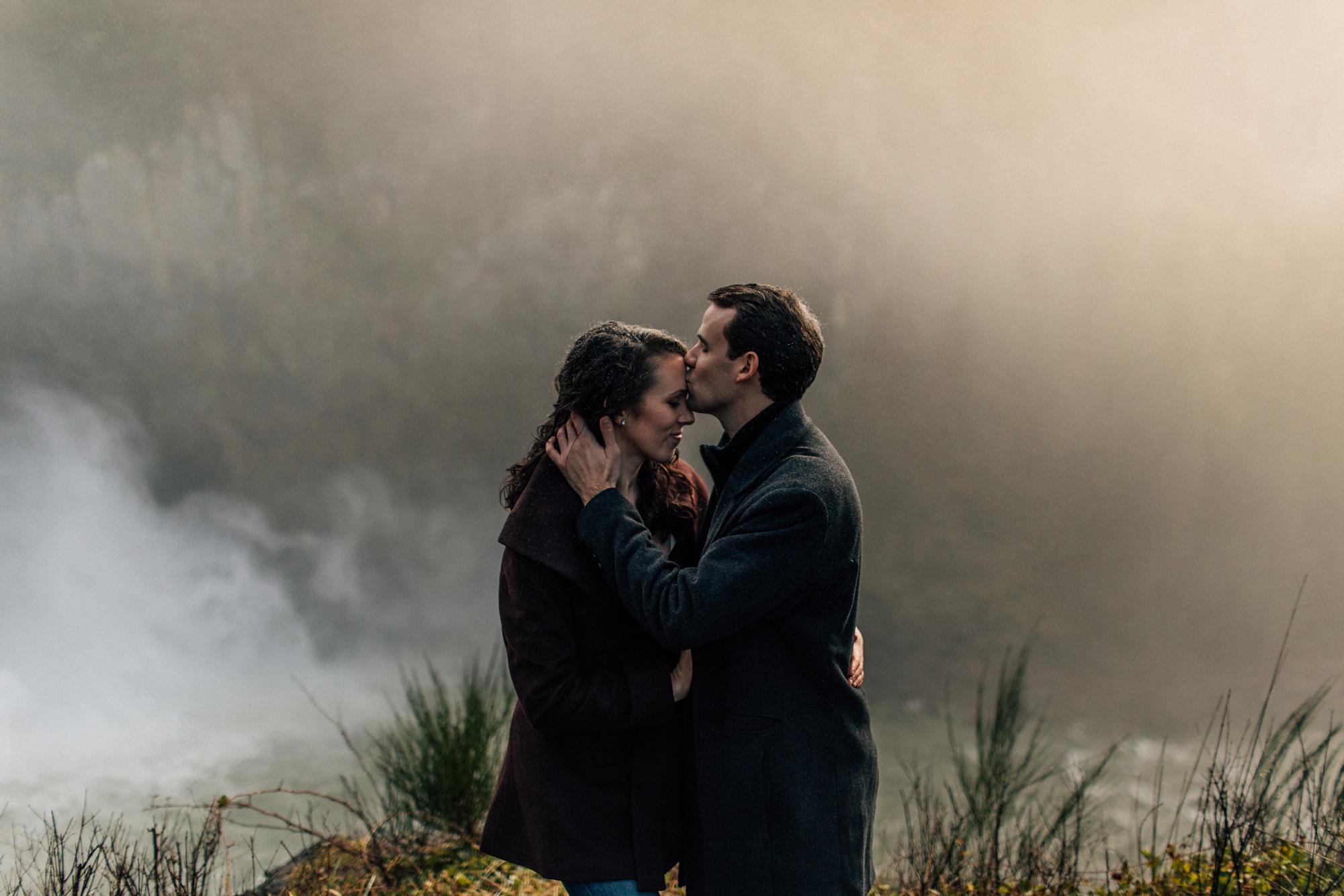 engagement session at snoqualmie falls